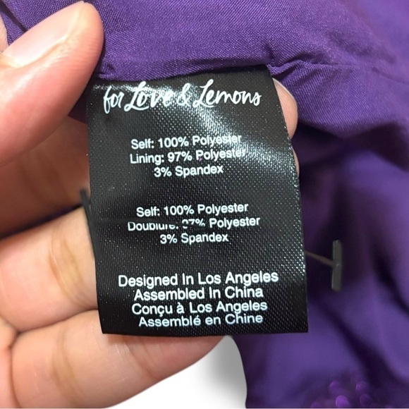 NWT For Love & Lemons Purple Sparkly 80s Inspired La Villette Mini Dress Medium - Picture 13 of 14